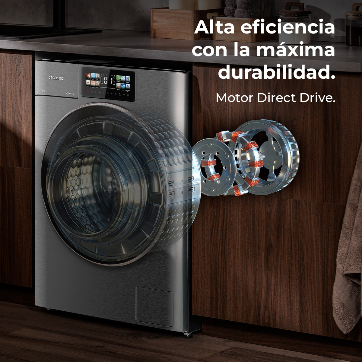 Cecotec Bolero DressCode 12950 Lavadora Autodose Direct Drive 12 Kg 1400 rpm Acero 3D