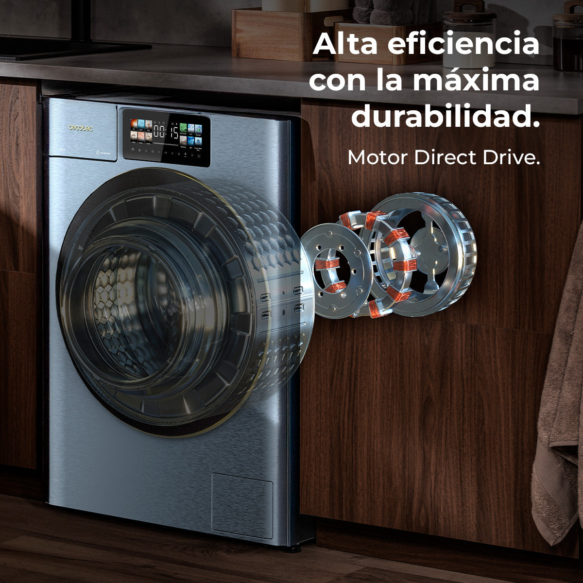 Cecotec Bolero DressCode 12950 Autodosis Direct Drive 12 kg 1400 rpm Titanio 3D
