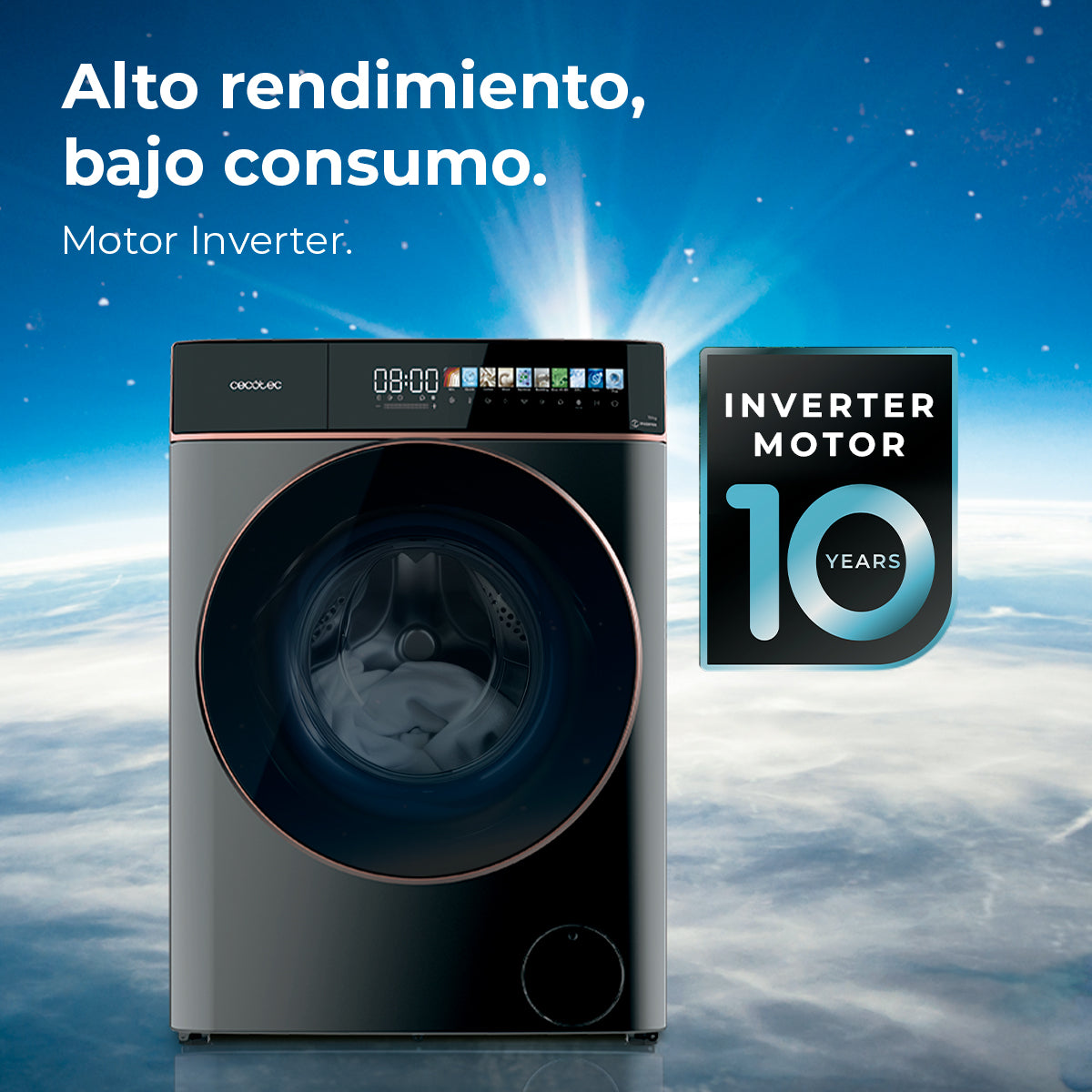 Cecotec Lavadora Bolero DressCode 10900 Inverter FullColor Acero 10 Kg Con Motor Inverter Plus Clase A
