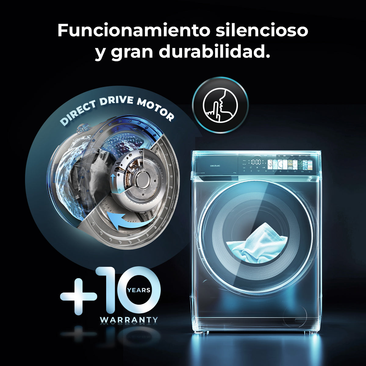 Cecotec Lavadora Bolero DressCode 10970 Direct Drive Steel 10 Kg Clase A Alta Eficiencia Energetica