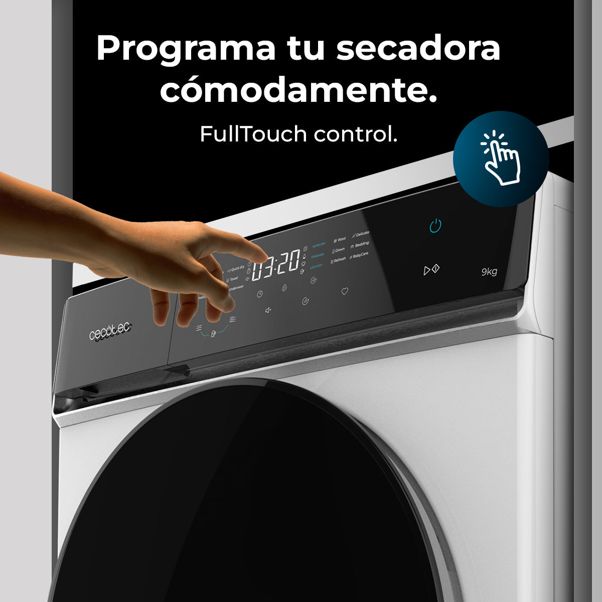 Cecotec Bolero DressCode Dry 9400 Secadora 9 kg Bomba de Calor Clase E Ahorro Energía Eficiente