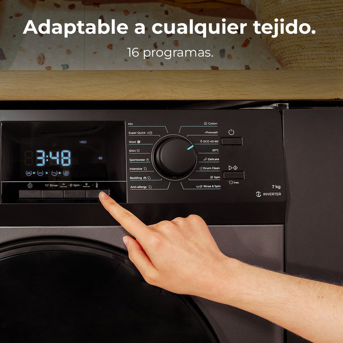 Cecotec Lavadora Bolero DressCode 7410 Inverter Acero 7 Kg 1200 RPM 16 Programas
