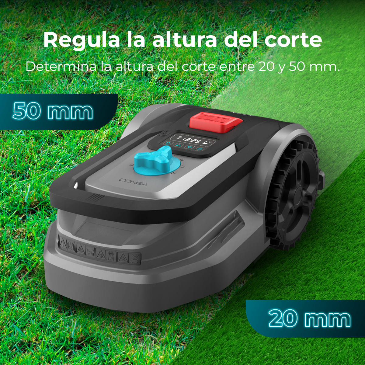 Cecotec Conga GrassHopper 300 Robot Cortacésped, Cubre 300 m², Cable Perimetral 100 m