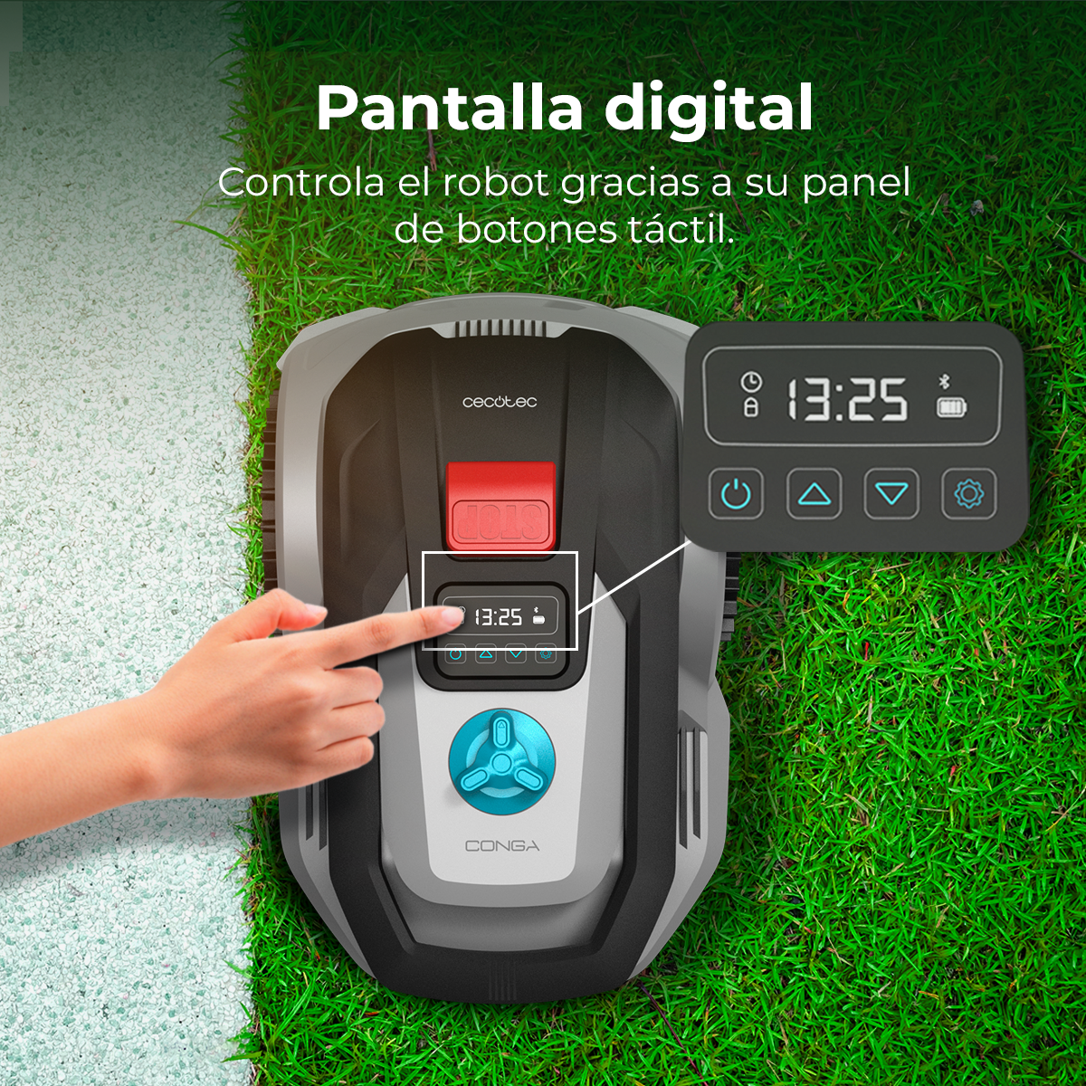 Cecotec Conga GrassHopper 300 Robot Cortacésped, Cubre 300 m², Cable Perimetral 100 m