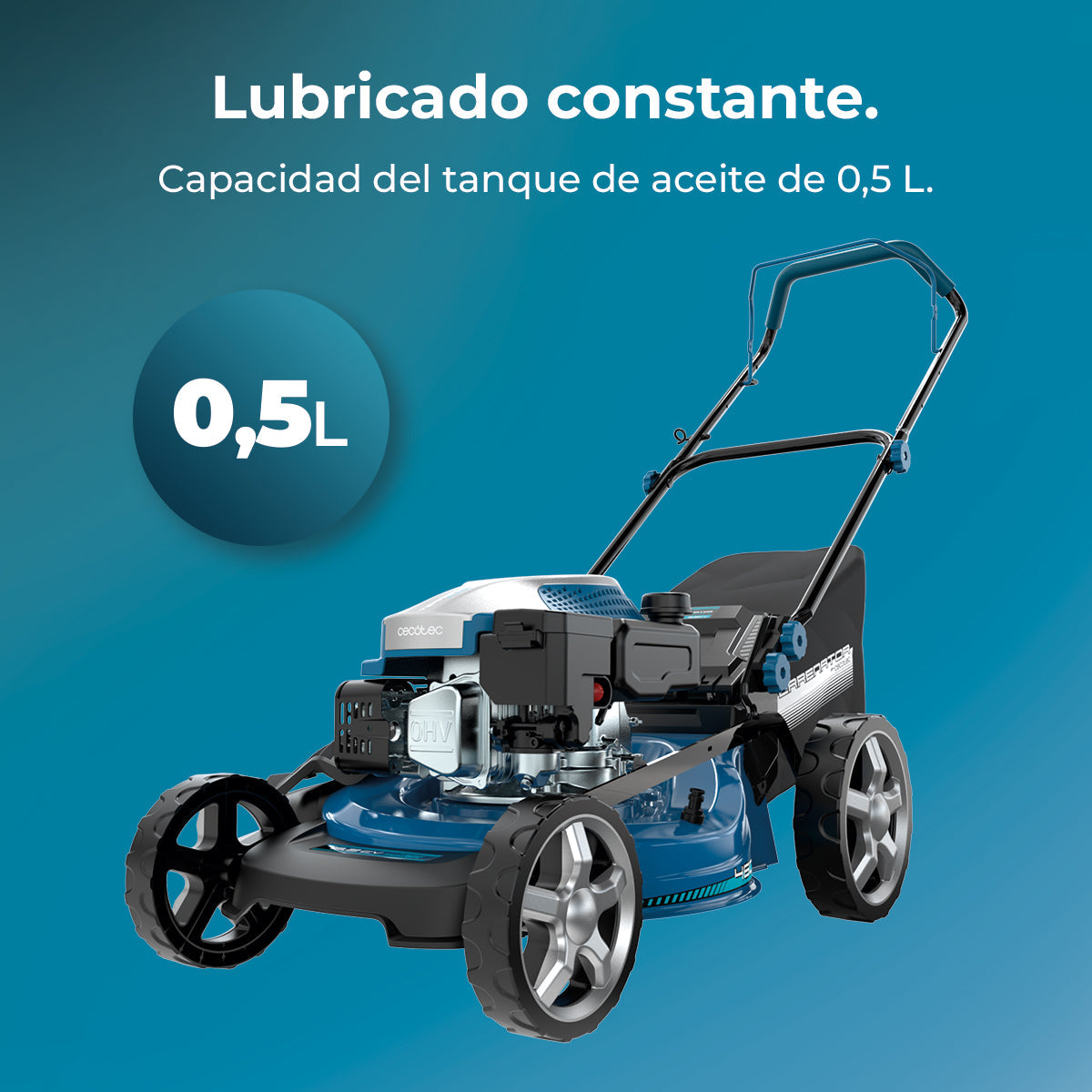 Cecotec Cortacésped de Gasolina Terrenator 3200 46 Z Total Motor 144 cc 2.4 kW 3.2 CV Altura Ztech