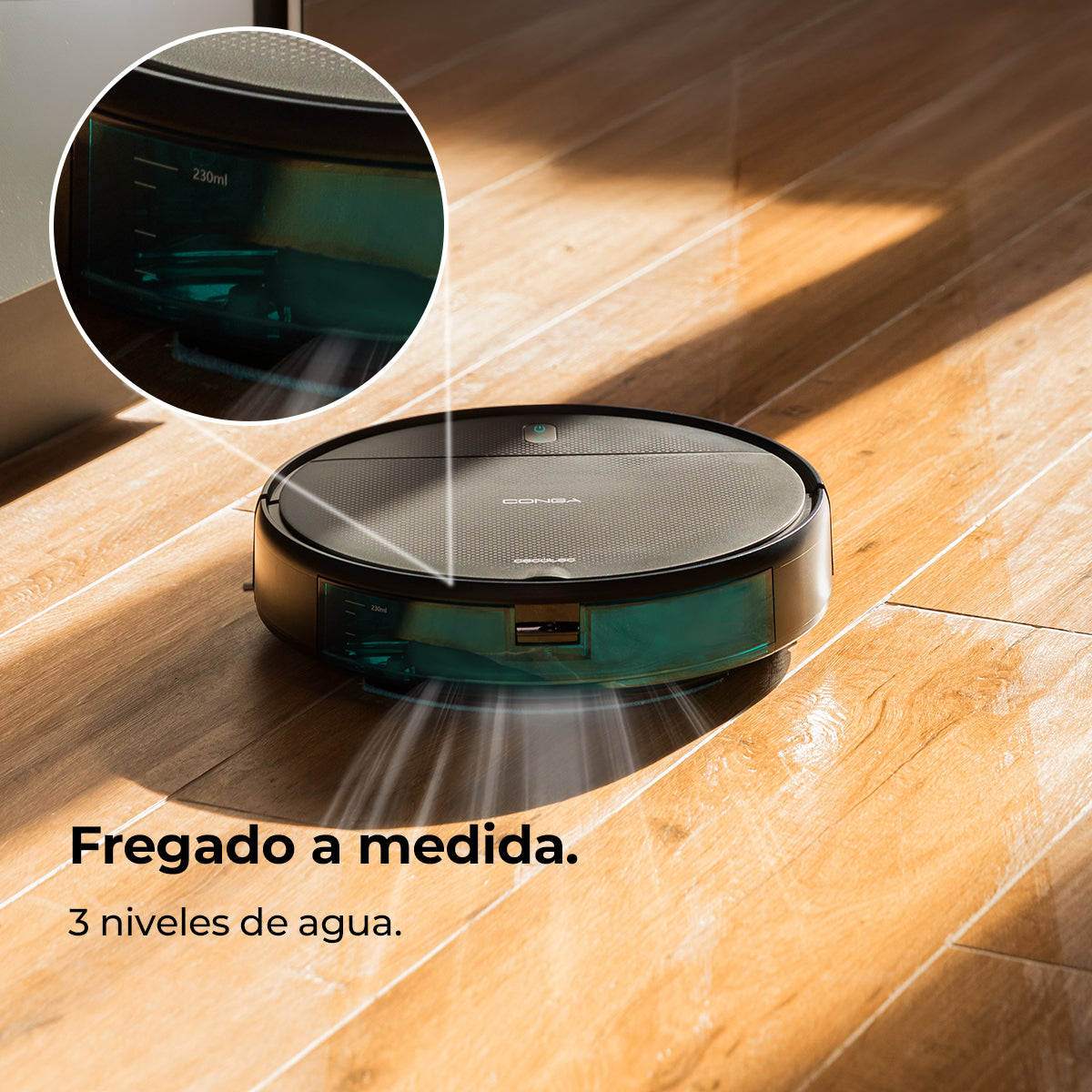 Cecotec Conga M10 Aqua Robot Aspirador 3000 Pa Navegación Giroscópica Hasta 150 Metros Cuadrados Batería 2000 mAh Mopa