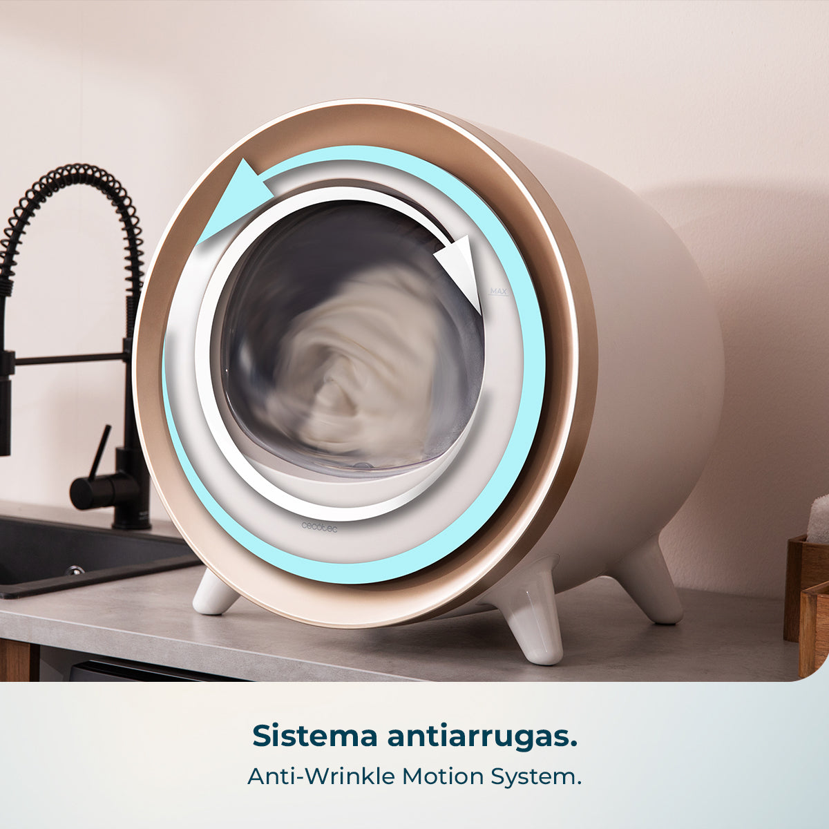 Cecotec Bolero DressCode Dry 3500V Gold Secado Rápido Eficiente 3 kg Diseño Oro Cromado Compacto para Hogar