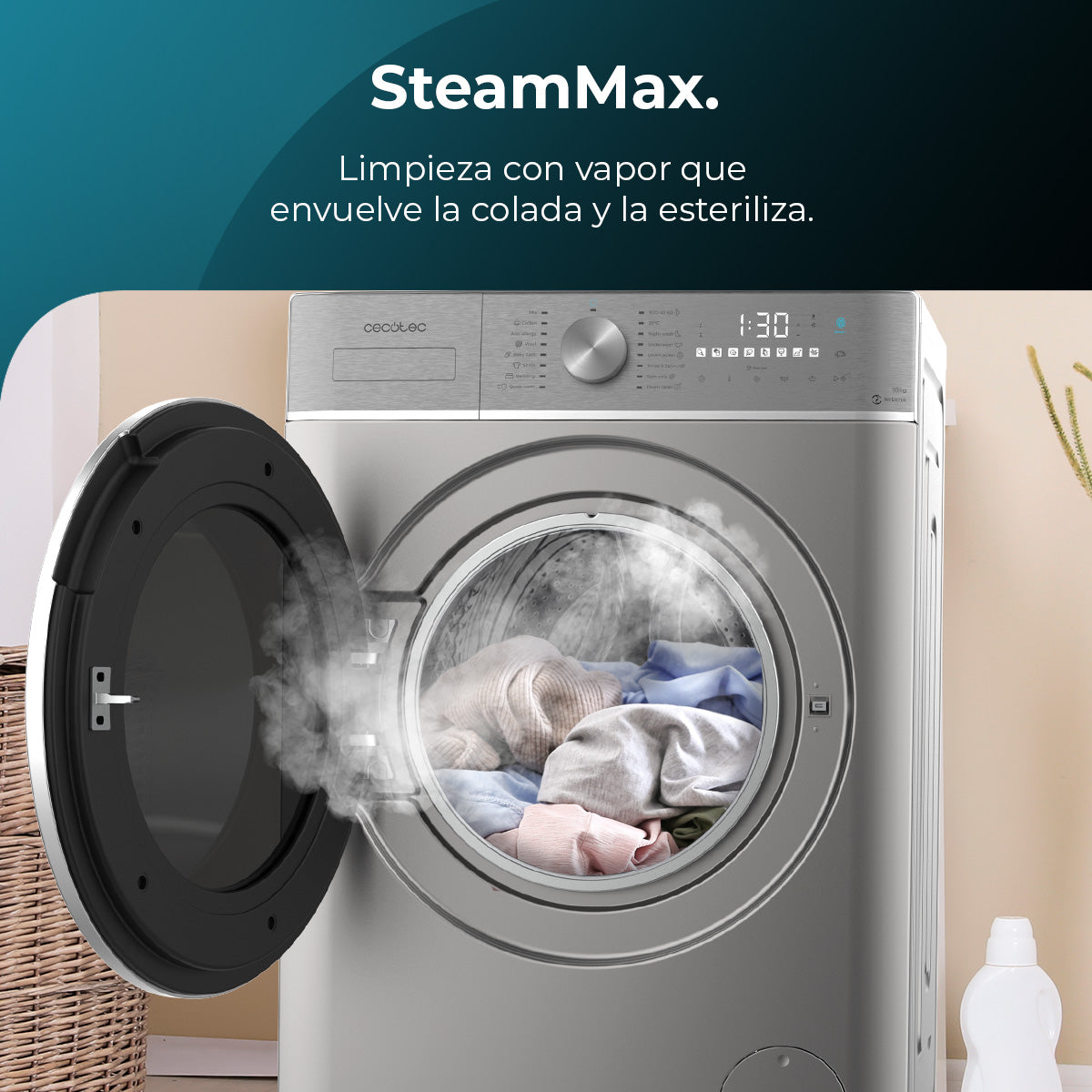 Cecotec Lavadora Bolero DressCode 10800 Inverter Steel A 10 Kg Clase A Energetica