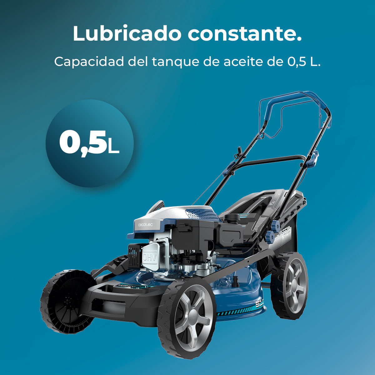 Cecotec Cortacésped De Gasolina Terrenator 4000.51 Total Z Auto 167 cc, 2,7 kW, 3,7 CV