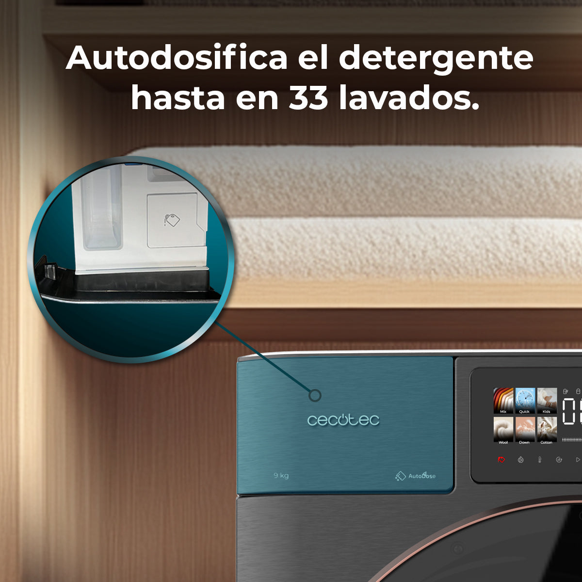 Cecotec Lavadora Bolero DressCode 9950 Autodose Inverter 3D Acero 9 Kg 1400 RPM Clase A
