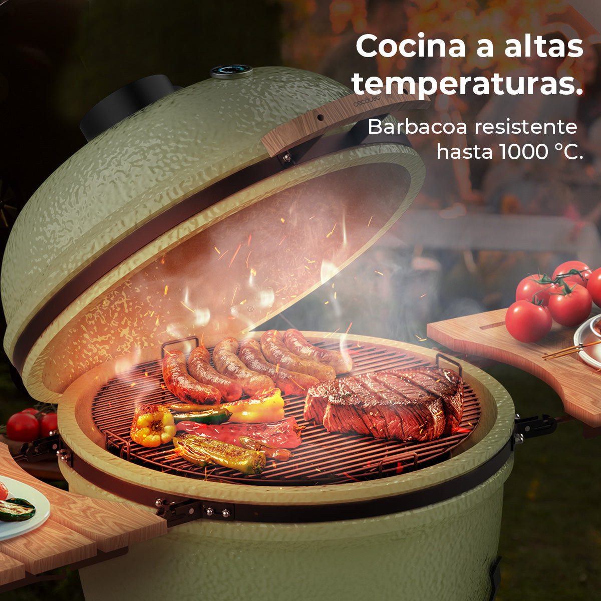 Cecotec DragonFire 6600 Barbacoa Cerámica Cámara de Cocción y Parrilla Hermética Hasta 1000C