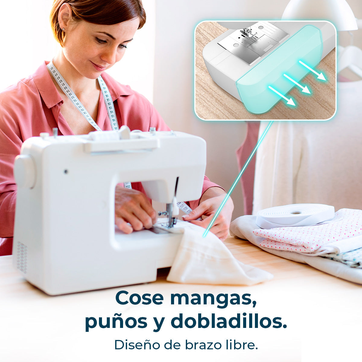Cecotec BelleCouture 1500 Máquina de Coser 15 Puntadas Fácil para Principiantes Novatos