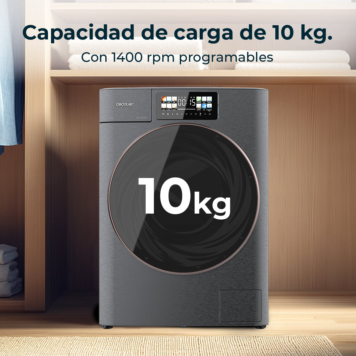Cecotec Lavadora Bolero DressCode 10950 Autodose Inverter 10 kg 1400 rpm Clase Energetica A Acero