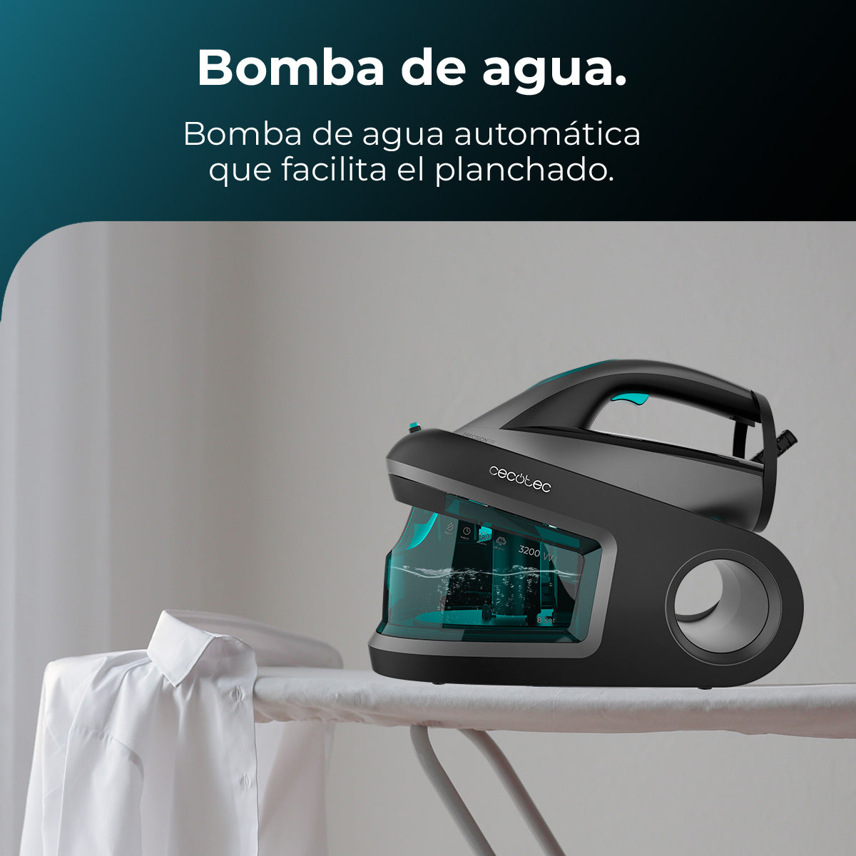 Cecotec Centro de Planchado IronHero 3200 Station 3200 W 8 Bares Bomba Automática Alta Presión