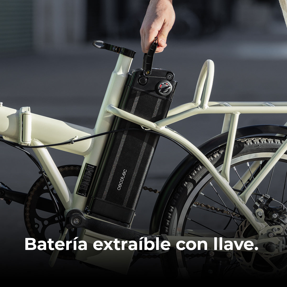 Cecotec Bicicleta Eléctrica Flexy 250W, 35 km autonomía, Batería extraíble 270Wh, Ruedas 20 pulgadas, Velocidad 25 km/h