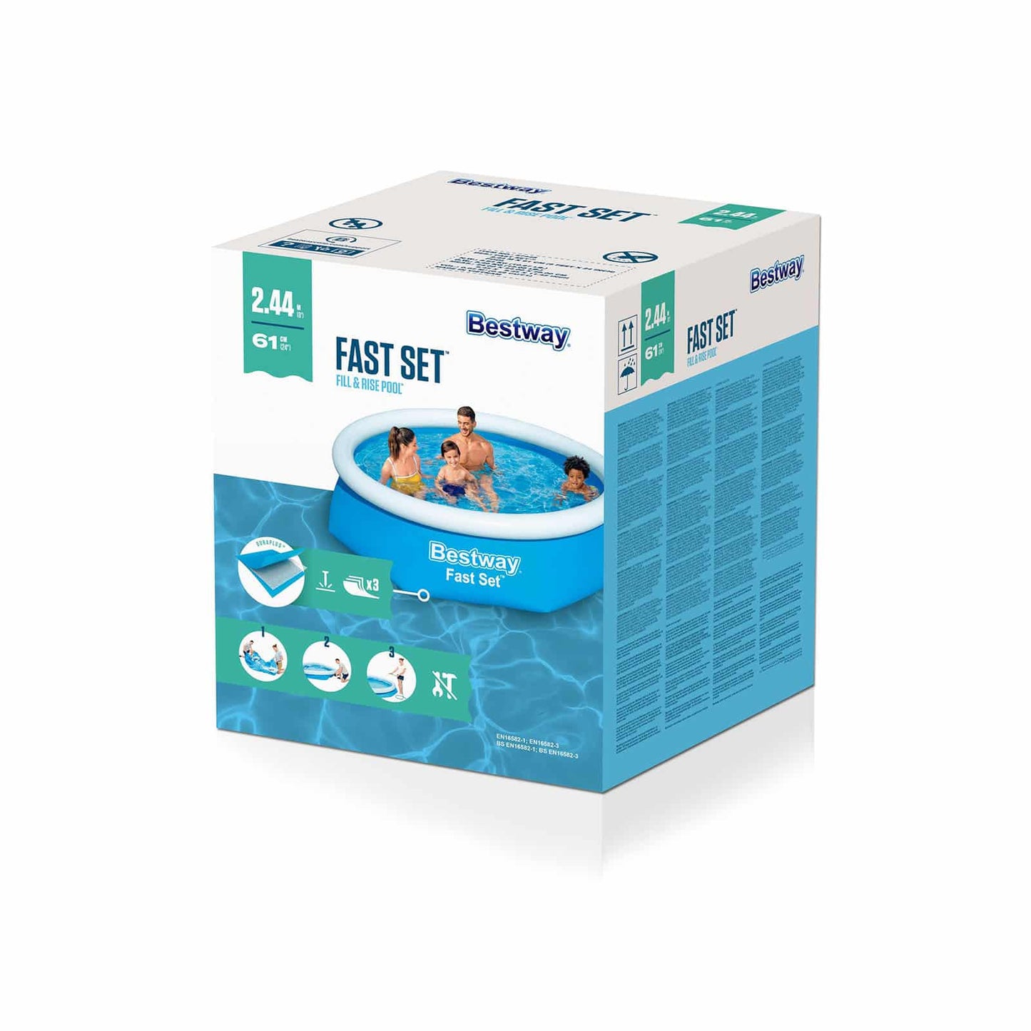 Bestway – Piscina hinchable Fast Set con depuradora (244 × 61 cm)