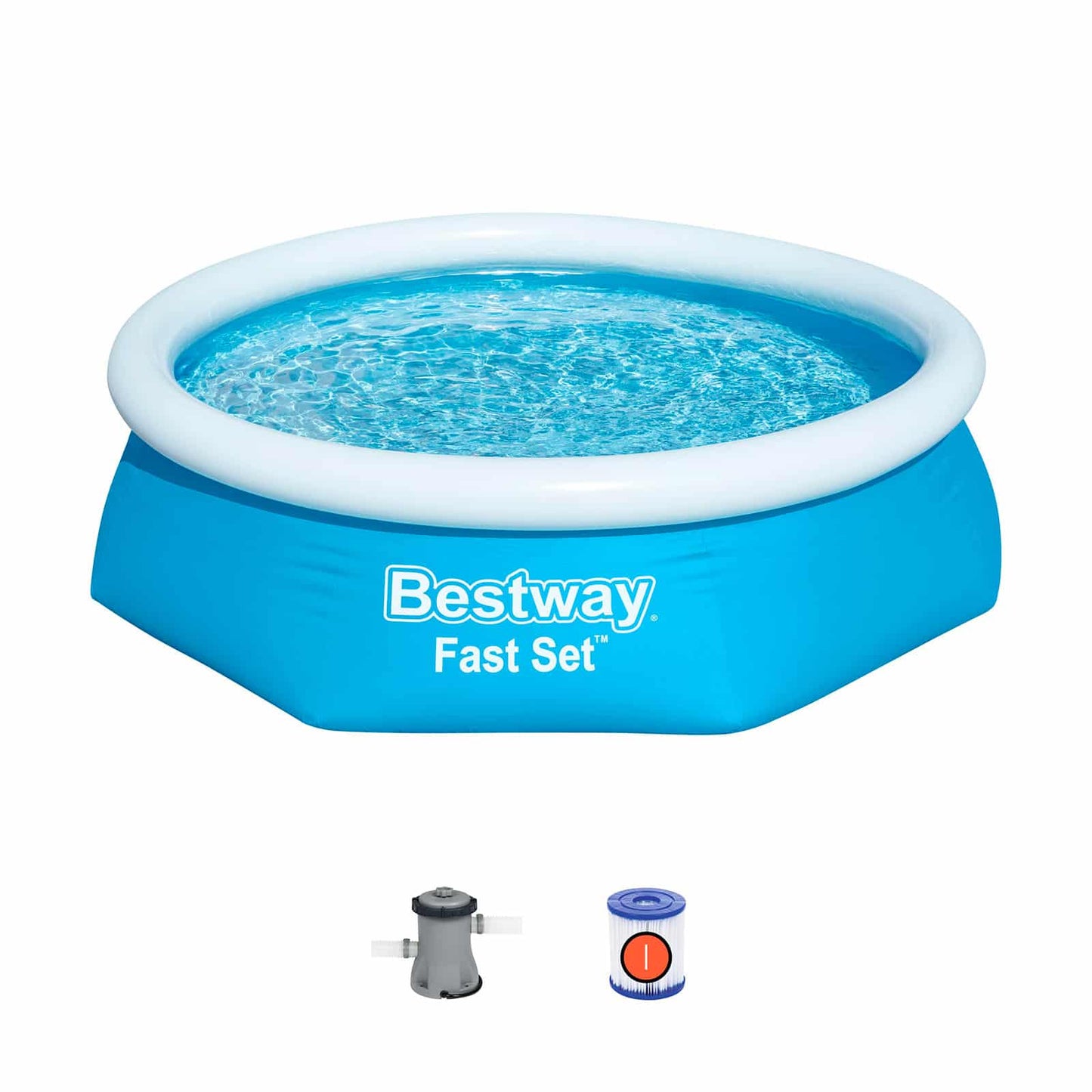 Bestway – Piscina hinchable Fast Set con depuradora (244 × 61 cm)