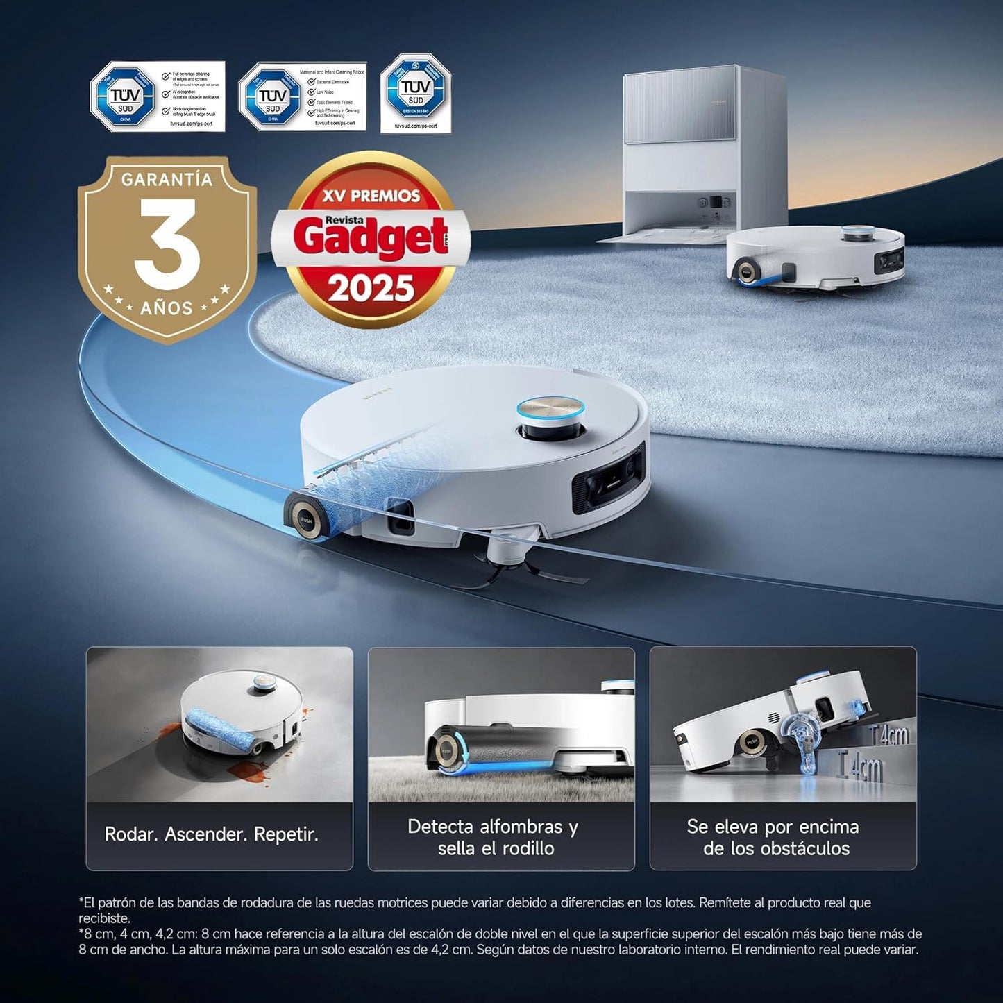 Dreame – Aqua10 Ultra Roller Complete Robot aspirador y fregasuelos blanco con base automática para hogar