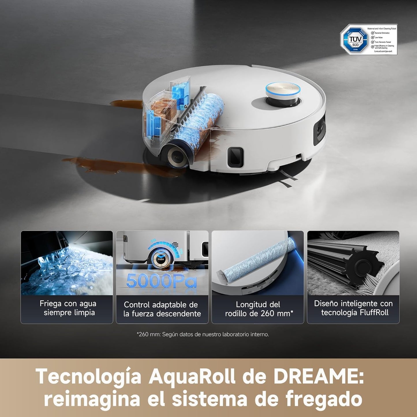 Dreame – Aqua10 Ultra Roller Complete Robot aspirador y fregasuelos blanco con base automática para hogar
