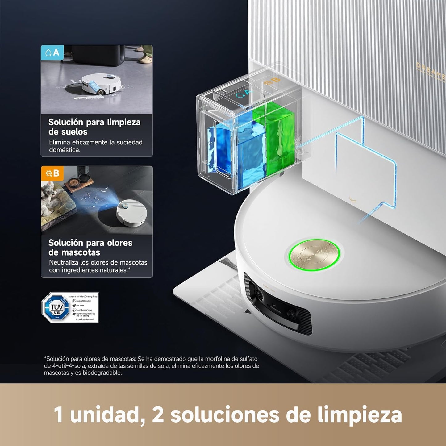 Dreame – Aqua10 Ultra Roller Complete Robot aspirador y fregasuelos blanco con base automática para hogar
