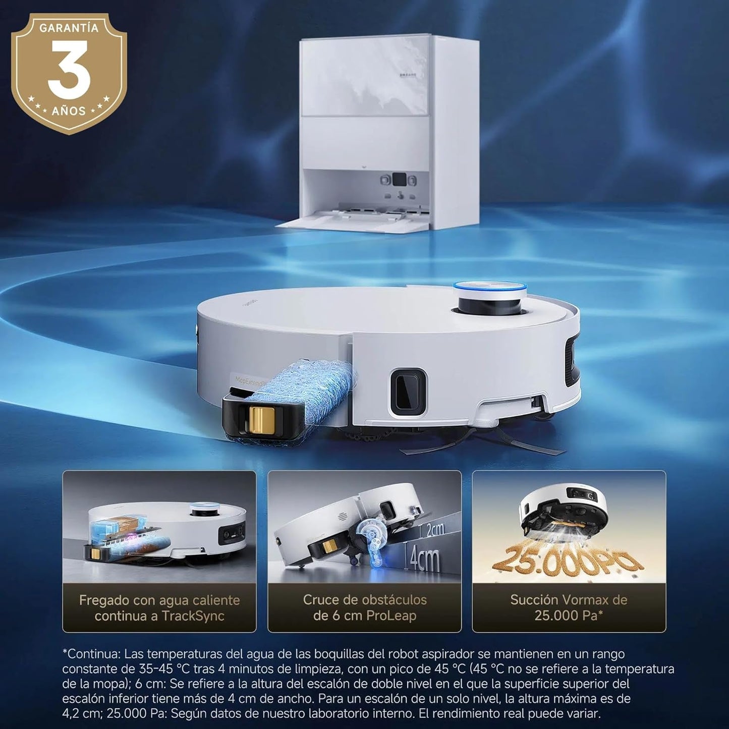 Dreame – Aqua10 Ultra Track Robot aspirador y fregasuelos blanco con base automática para hogar