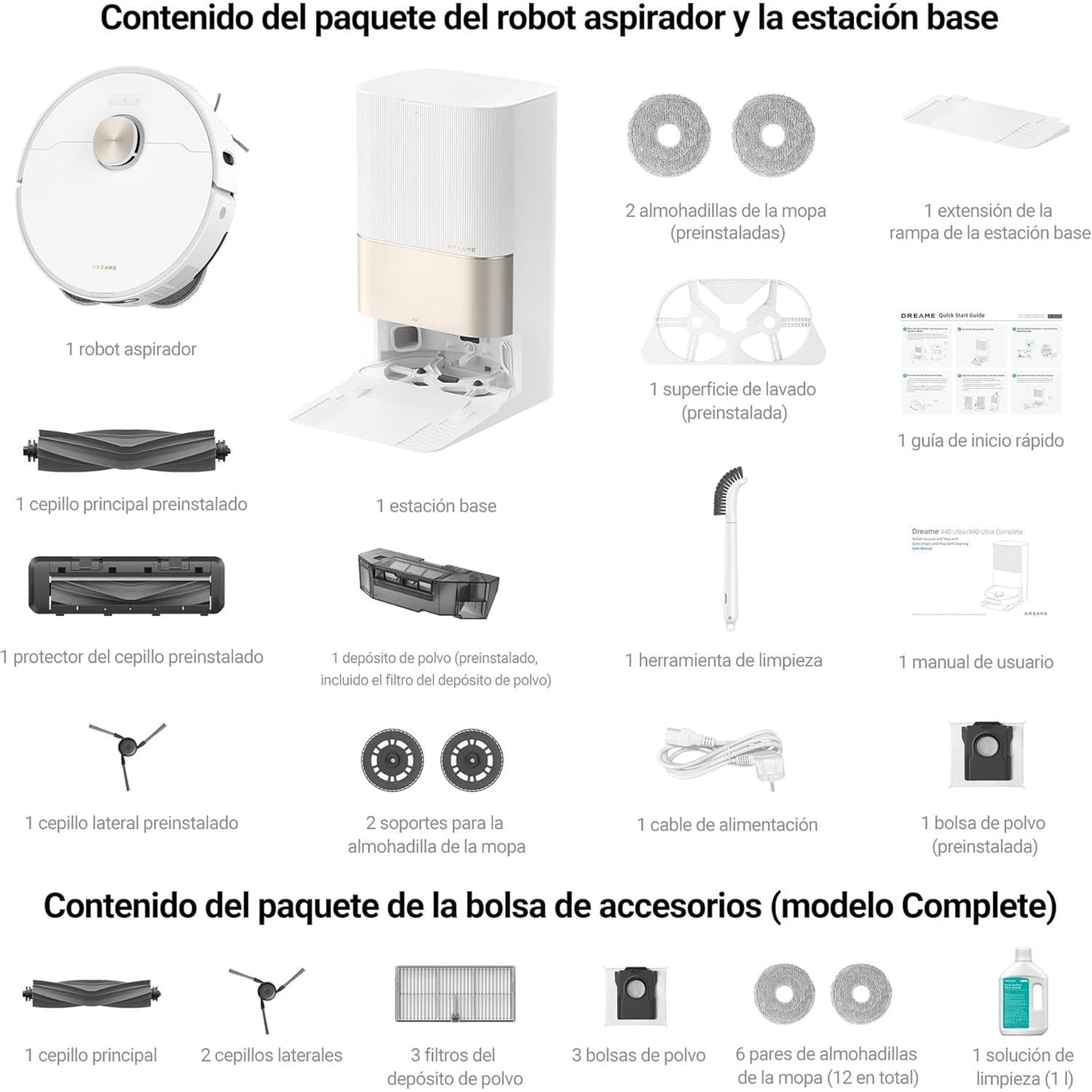 Dreame – X40 Ultra Complete Robot aspirador y fregasuelos blanco con base automática y navegación inteligente para hogar