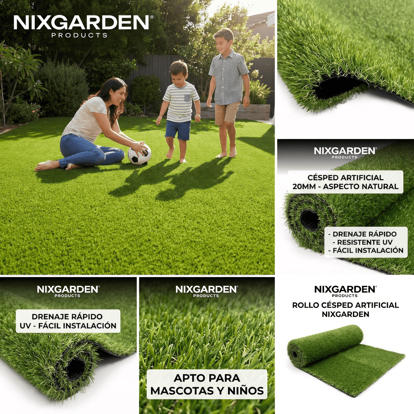 Nix Garden - Rollo Césped Artificial 20 mm tamaño 2x5 m (10 m²)